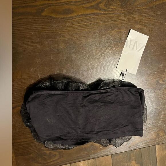 NWT ZARA Organza Bandeau Crop Flower Maxi Top size M - Picture 4 of 7